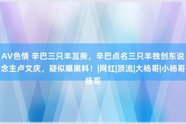 AV色情 辛巴三只羊互撕，辛巴点名三只羊独创东说念主卢文庆，疑似曝黑料！|网红|顶流|大杨哥|小杨哥