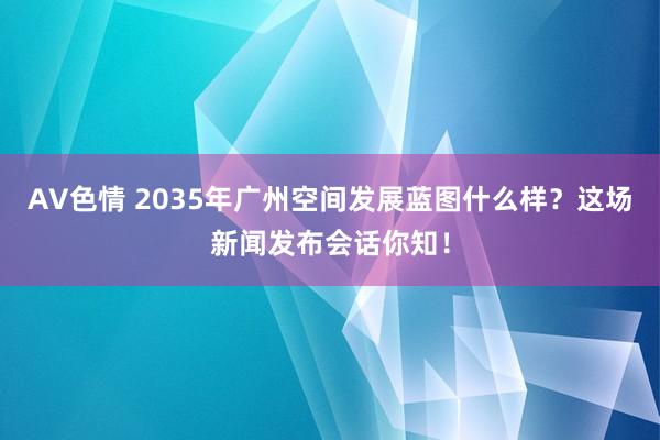 AV色情 2035年广州空间发展蓝图什么样？这场新闻发布会话你知！