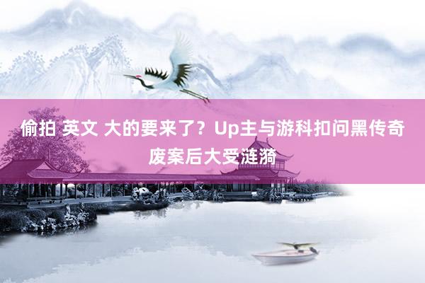 偷拍 英文 大的要来了？Up主与游科扣问黑传奇废案后大受涟漪