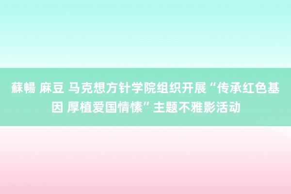 蘇暢 麻豆 马克想方针学院组织开展“传承红色基因 厚植爱国情愫”主题不雅影活动