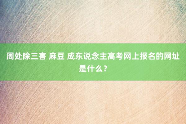 周处除三害 麻豆 成东说念主高考网上报名的网址是什么？